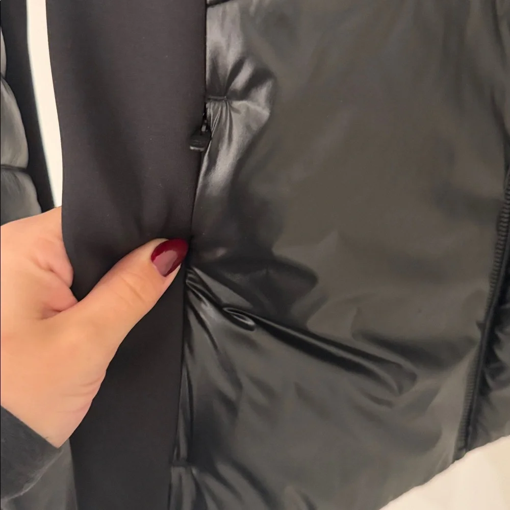 Calvin Klein Performance Women Black Hooded Puffer‎ Jacket Faux Fur Trim Zip